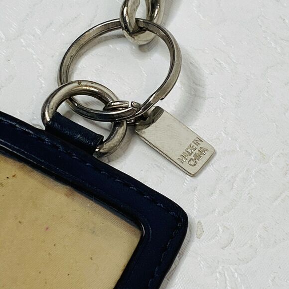 Coach ID Badge Lanyard Brown Leather w Purple Flower - Picture 6 of 10